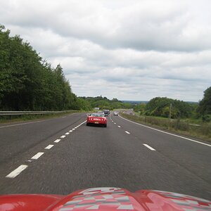 View from the roof of the Trans-Am, Steve in the corvette is in front.