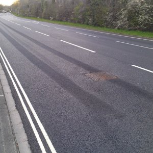 Tyre marks left by Tony's twin turbo capri