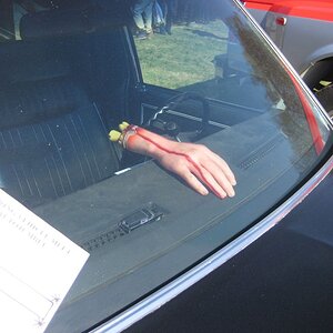 Spare hand on the dash of a hurst