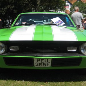 60's Chevy Camaro. Green with White stripes