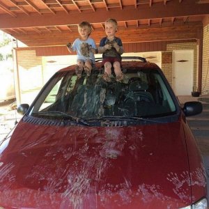 the preschool kids decided to have a car un wash fundraiser