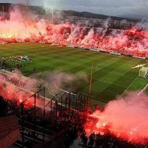 finally something interesting happens at the soccer stadium and the thing burns down