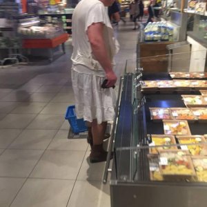 hey at least he wore something to the store
