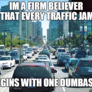 one guy brakes for no reason and it sets off a chain reaction lasting hours