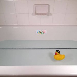 rubber ducky michael phelps is also winning gold medals in the bath tub
