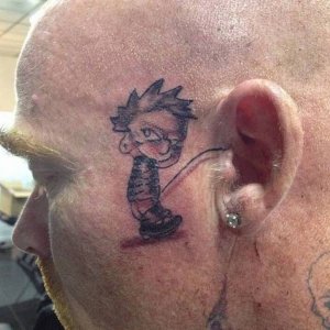 the other side of his face has garfield taking a dump in his ear