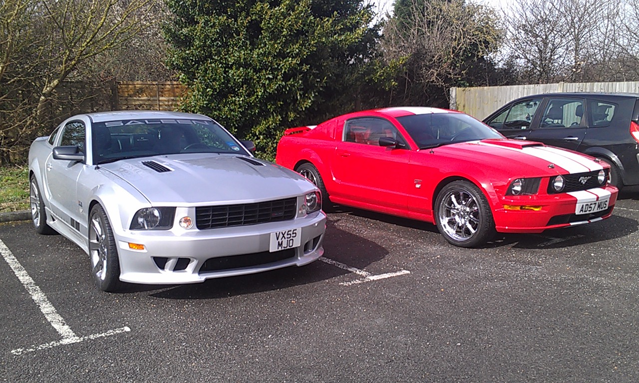 Darrens' 2005 Silver Saleen Mustang and and AD's 2007 Red Ford Mustang with white stripes