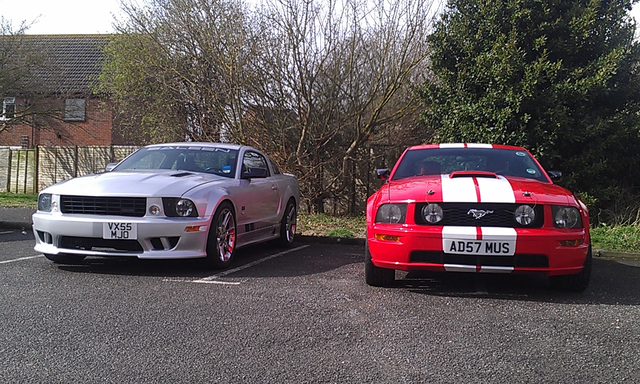 Darrens' 2005 Silver Saleen Mustang and and AD's 2007 Red Ford Mustang with white stripes