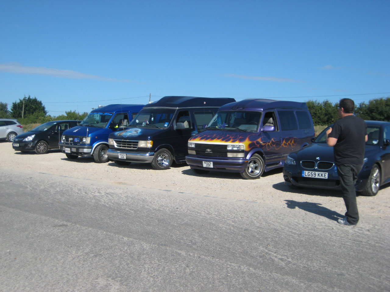 Line up of vans