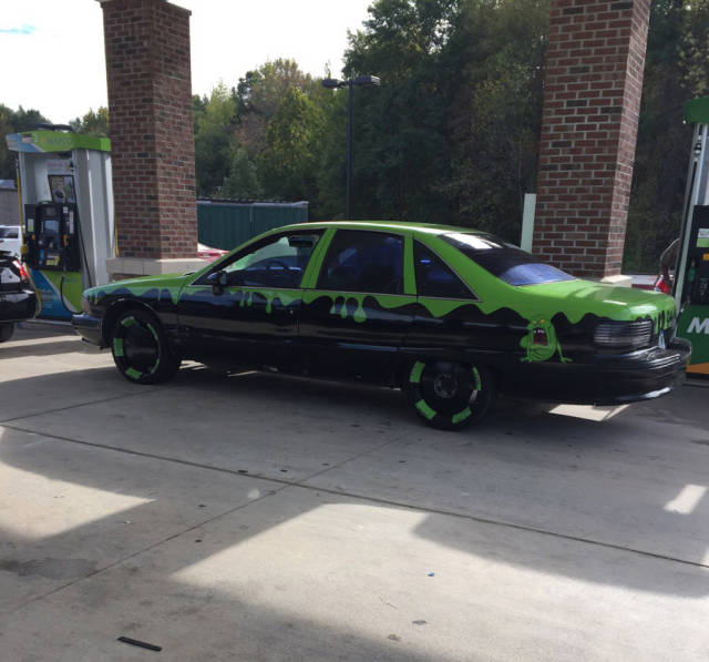 oh slimer you couldn t wait until we got to the gas station