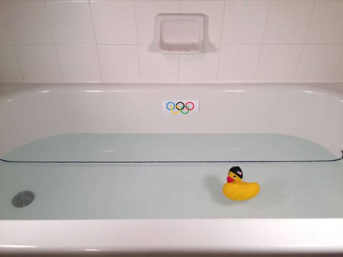 rubber ducky michael phelps is also winning gold medals in the bath tub