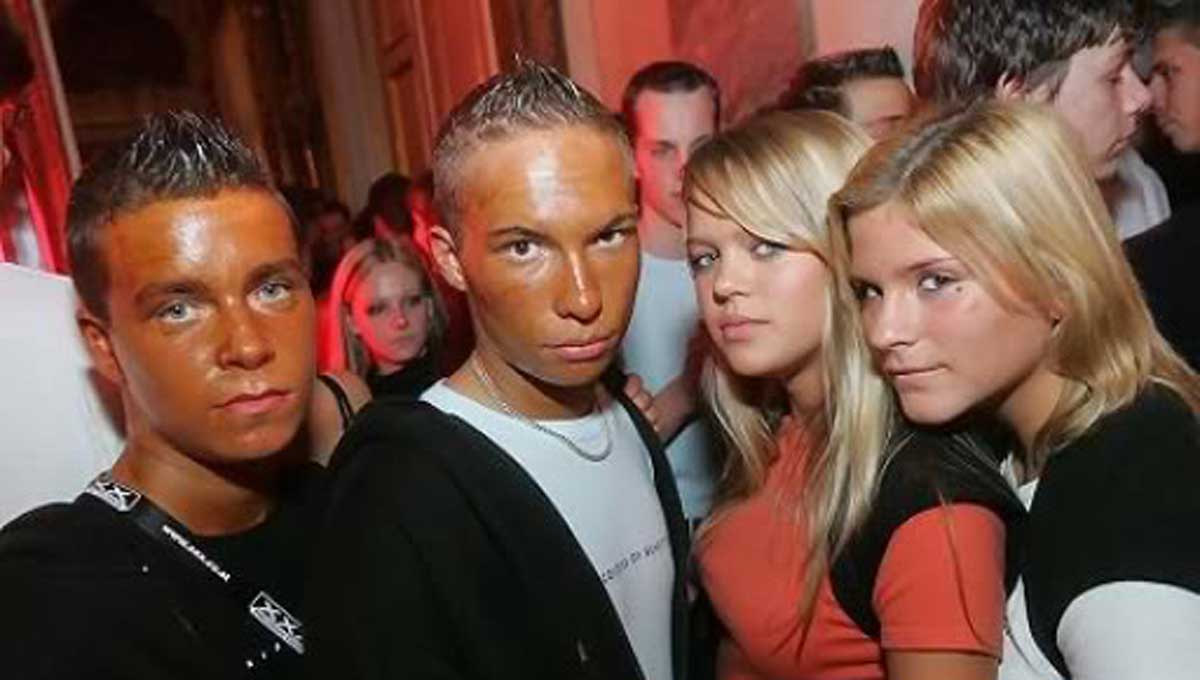 spiked hair sprayed skin