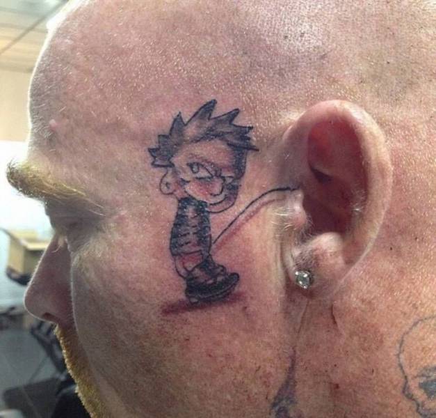 the other side of his face has garfield taking a dump in his ear
