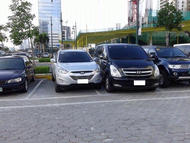 the van in the middle is getting a nice group hug